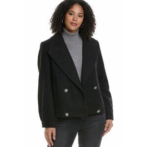 NVLT Black Double Breasted Cropped Wool Blend Jacket Women's Medium